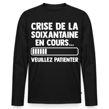 Sixties Crisis Birthday Gift Humor - Men's Premium Organic Long Sleeve Shirt - black - Front - Nico (187cm)