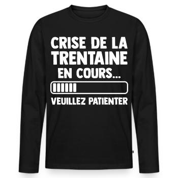 Crisis of the thirties Gift Birthday Humor - Men's Premium Organic Long Sleeve Shirt - black - Front - Nico (187cm)