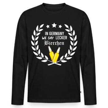 In_Germany_we_say_Lecker_Bierchen_-_geek_ - Männer Premium Bio Langarmshirt - Schwarz - Vorne - Nico (187cm)