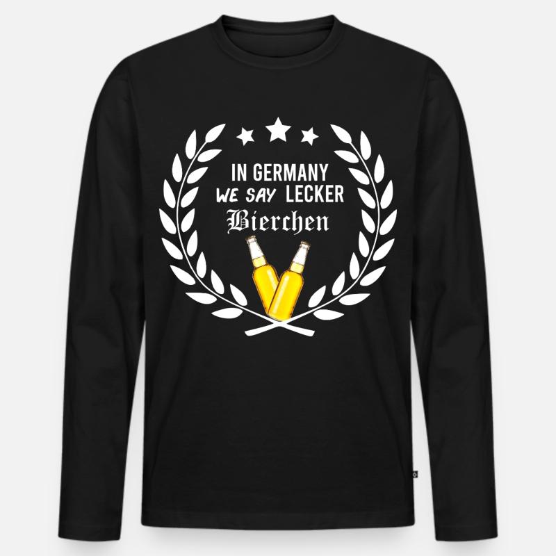 In_Germany_we_say_Lecker_Bierchen_-_geek_ - Männer Premium Bio Langarmshirt - Schwarz