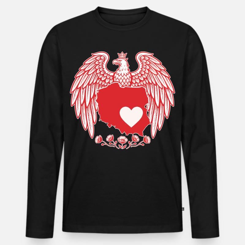 Polish Eagle Heart Map Design - Men's Premium Organic Long Sleeve Shirt - black
