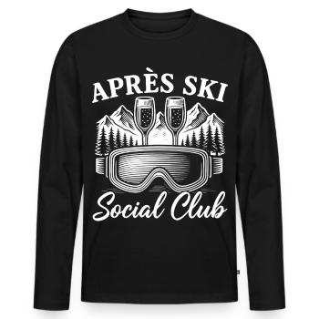 Club social d’après-ski - T-shirt manches longues Premium bio Homme - noir - Devant - Nico (187cm)