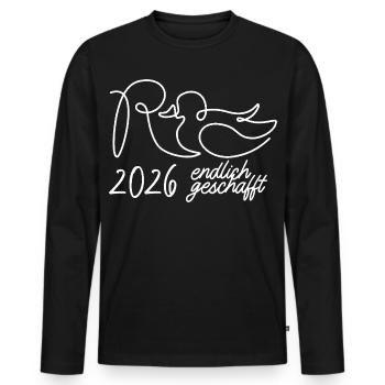 Pension une ligne - 2026 Enfin terminé - T-shirt manches longues Premium bio Homme - noir - Devant - Nico (187cm)