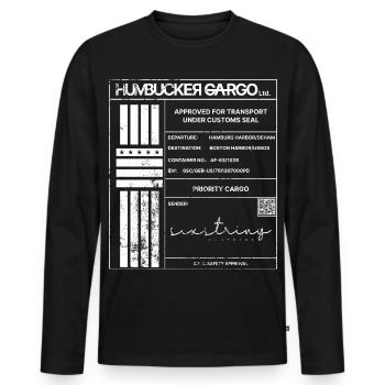 Étiquette d’expédition, blanche - T-shirt manches longues Premium bio Homme - noir - Devant - Nico (187cm)