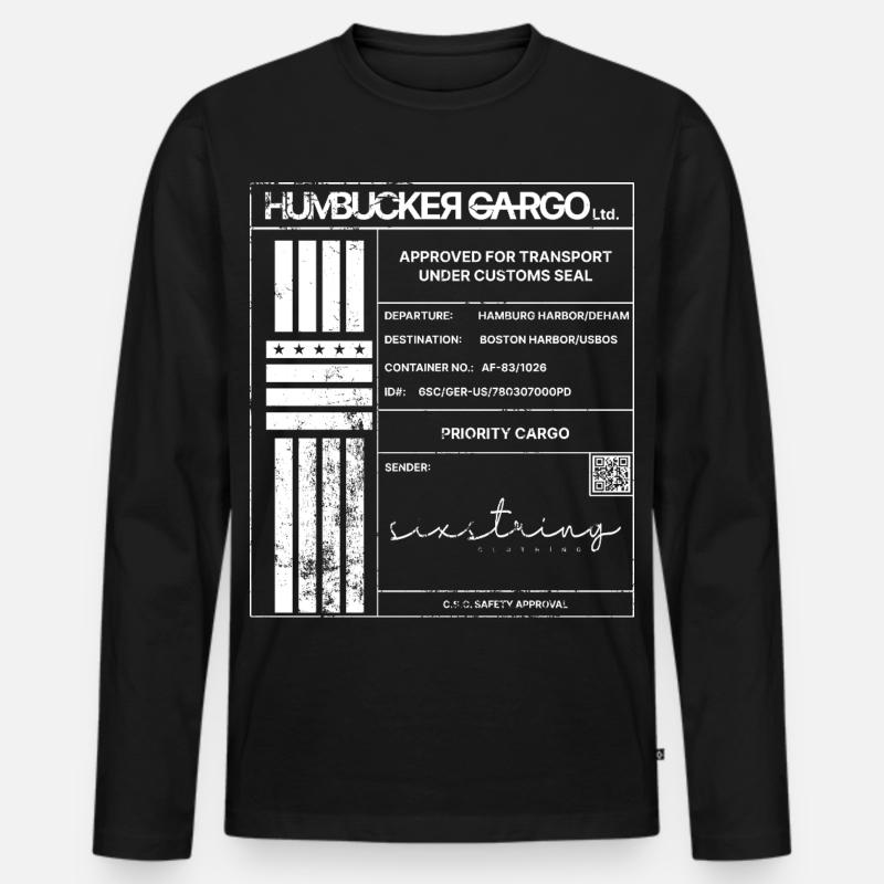 Shipping Label, weiß - Männer Premium Bio Langarmshirt - Schwarz