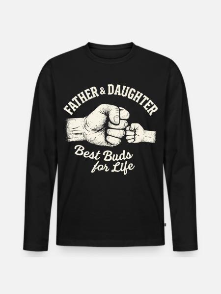 Far, datter, fistbump – bedste venner for evigt - Premium økologisk langærmet T-shirt til mænd - sort