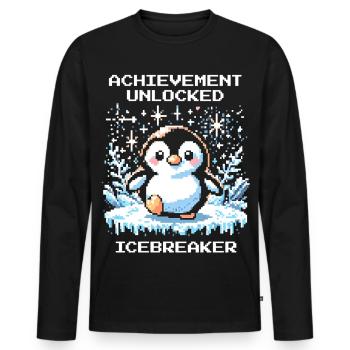 Réalisation du brise-glace | Penguin Gamer Humour - T-shirt manches longues Premium bio Homme - noir - Devant - Nico (187cm)