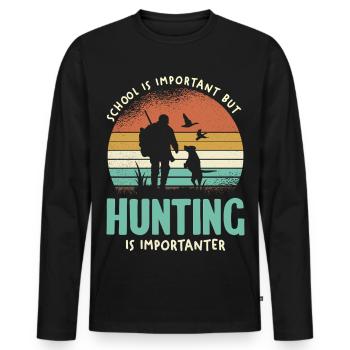 Hunting is important - Men's Premium Organic Long Sleeve Shirt - black - Front - Nico (187cm)