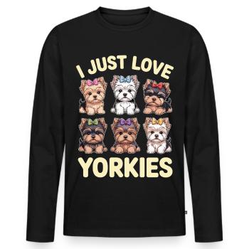 J’aime juste les chiens mignon chien illustration - T-shirt manches longues Premium bio Homme - noir - Devant - Nico (187cm)