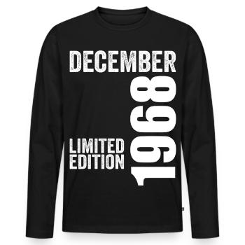Retro Birthday Gift - December 1968 - Men's Premium Organic Long Sleeve Shirt - black - Front - Nico (187cm)