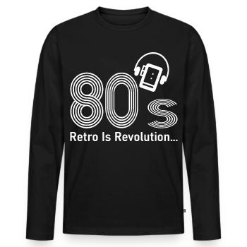 Années 80 - T-shirt manches longues Premium bio Homme - noir - Devant - Nico (187cm)