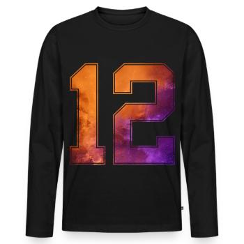 NON. 12 NUMÉRO 12 COLLÈGE 12E ANNIVERSAIRE - T-shirt manches longues Premium bio Homme - noir - Devant - Nico (187cm)