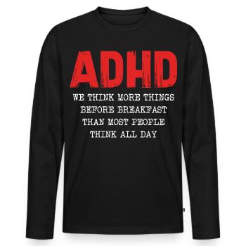 ADHD Thought Cascade in the Morning - Men's Premium Organic Long Sleeve Shirt - black - Front - Nico (187cm)