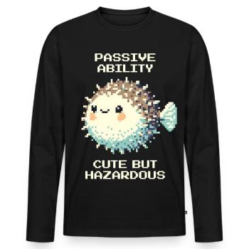 Passiv: süß, doch gefährlich | Kugelfisch - Men's Premium Organic Long Sleeve Shirt - black - Front - Nico (187cm)