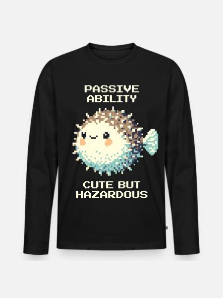 Passiv: süß, doch gefährlich | Kugelfisch - Men's Premium Organic Long Sleeve Shirt - black