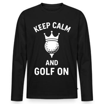 Restez calme et jouez au golf sur le tee Golf Lover - T-shirt manches longues Premium bio Homme - noir - Devant - Nico (187cm)