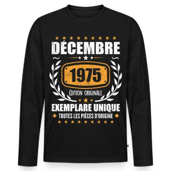 Décembre 1975 Anniversaire - Nées En Décembre 1975 - T-shirt manches longues Premium bio Homme - noir - Devant - Nico (187cm)
