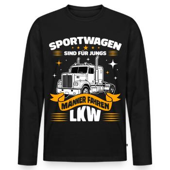 Sportwagen sind für Jungs - Männer fahren LKW - Männer Premium Bio Langarmshirt - Schwarz - Vorne - Nico (187cm)