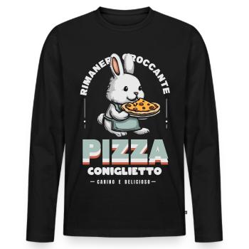 Häschen Pizza - Männer Premium Bio Langarmshirt - Schwarz - Vorne - Nico (187cm)