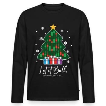 Let It Bull Crypto Exchanges Christmas Tree - Men's Premium Organic Long Sleeve Shirt - black - Front - Nico (187cm)