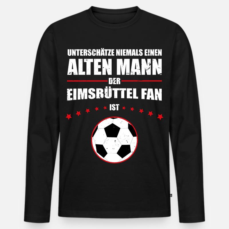 Alter Mann - Eimsbüttel Fußball Fan | Retro - Männer Premium Bio Langarmshirt - Schwarz
