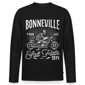 Bonneville Salt Flats Moto Anniversaire 1914 - T-shirt manches longues Premium bio Homme - noir - Devant - Nico (187cm)