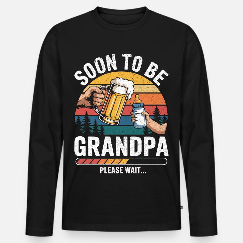 Werdender Opa loading zukünftiger Großvater - Männer Premium Bio Langarmshirt - Schwarz