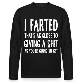 Pet drôle Dire Humour Rétro Citation Sarcastique - T-shirt manches longues Premium bio Homme - noir - Devant - Nico (187cm)