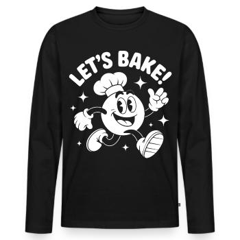 Pâtisserie avec un boulanger de dessin animé joyeux - T-shirt manches longues Premium bio Homme - noir - Devant - Nico (187cm)