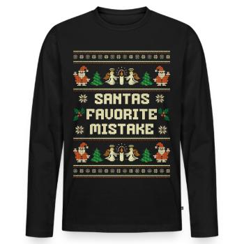 L’erreur préférée du Père Noël – Noël drôle et laid - T-shirt manches longues Premium bio Homme - noir - Devant - Nico (187cm)