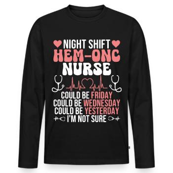  Hematology Department Hem/Onc Nursing Night Shift - Men's Premium Organic Long Sleeve Shirt - black - Front - Nico (187cm)