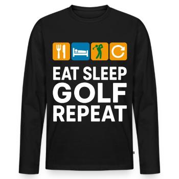 Eat Sleep Golf Repeat Funny Golfer - Men's Premium Organic Long Sleeve Shirt - black - Front - Nico (187cm)