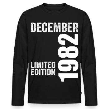 Cadeau Anniversaire Rétro - Décembre 1982 - T-shirt manches longues Premium bio Homme - noir - Devant - Nico (187cm)