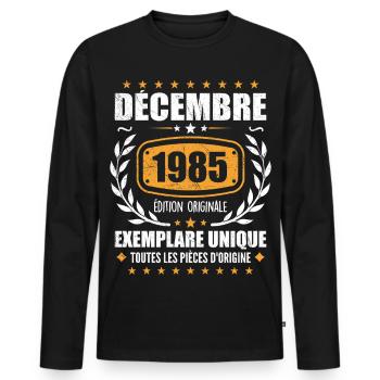 Décembre 1985 Anniversaire - Nées En Décembre 1985 - T-shirt manches longues Premium bio Homme - noir - Devant - Nico (187cm)