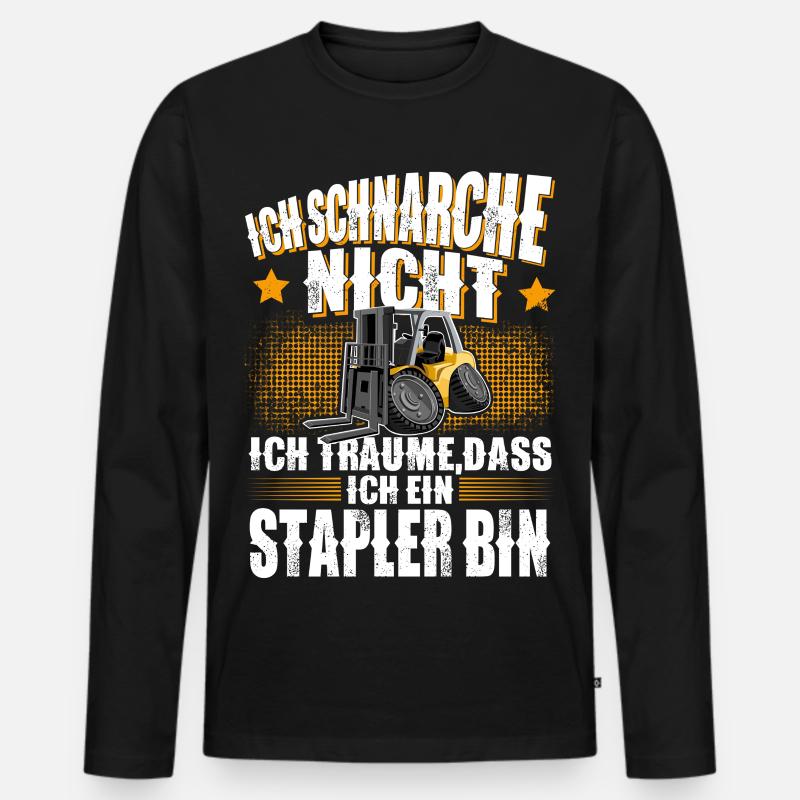 Gabelstapler Stapler - Männer Premium Bio Langarmshirt - Schwarz