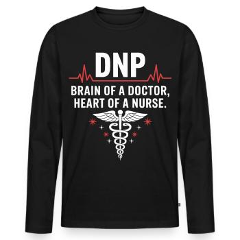 DNP Soignant Cerveau Cœur - T-shirt manches longues Premium bio Homme - noir - Devant - Nico (187cm)