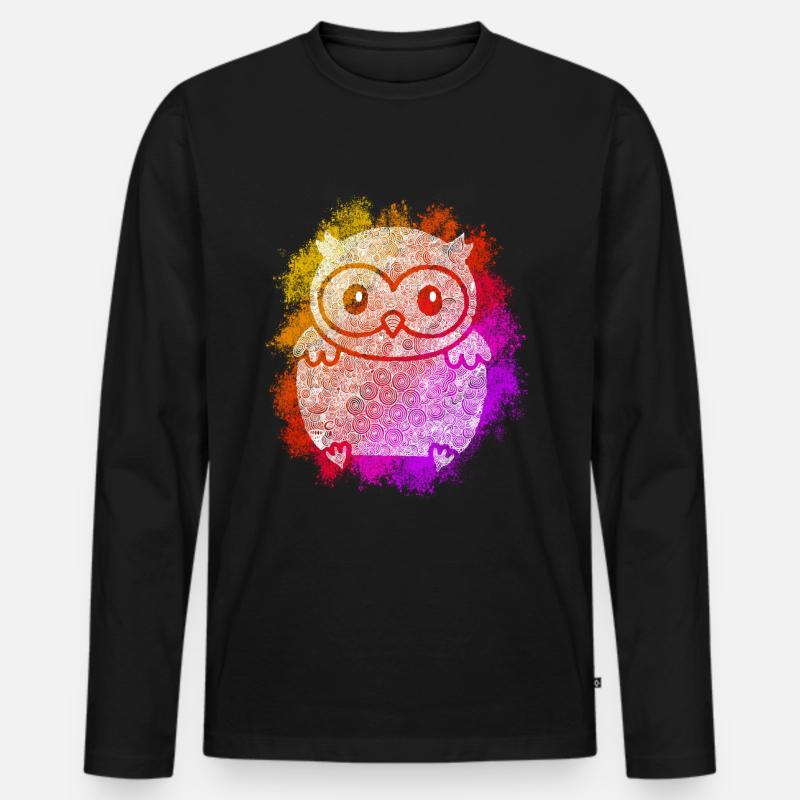 Zentangle Eule - Männer Premium Bio Langarmshirt - Schwarz