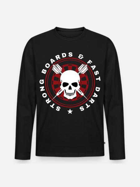 Darts, Bullseye, Dartboard and Skull. - Men's Premium Organic Long Sleeve Shirt - black