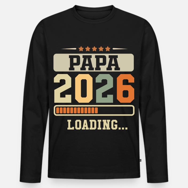 Papa 2026 Loading Zukünftiger Vater Geschenk - Männer Premium Bio Langarmshirt - Schwarz