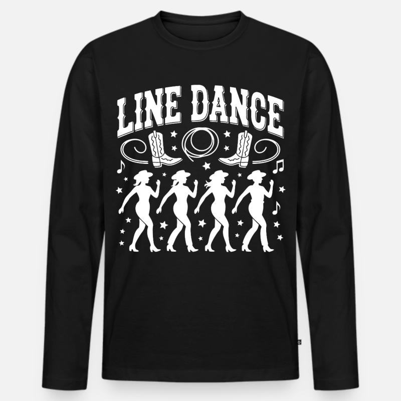 Line Dance Silhouetten Tanz - Männer Premium Bio Langarmshirt - Schwarz