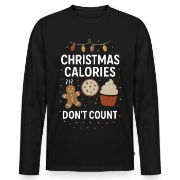 Christmas Calories Don't Count Funny Holiday - Men's Premium Organic Long Sleeve Shirt - black - Front - Nico (187cm)