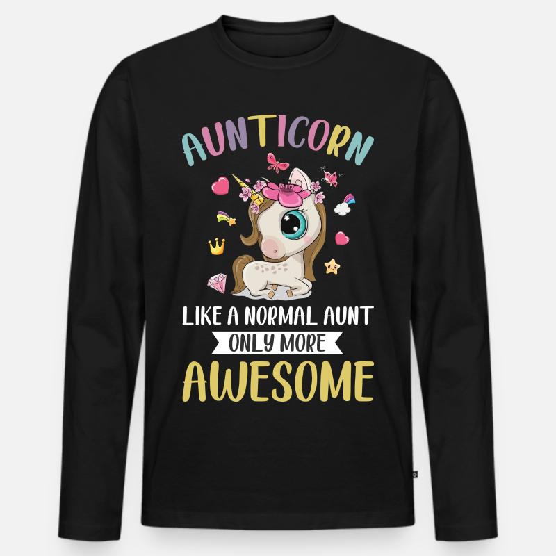 Tante Einhorn - Männer Premium Bio Langarmshirt - Schwarz
