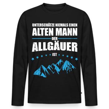 Gift Old Man - Allgäuer | Retro Vintage - Men's Premium Organic Long Sleeve Shirt - black - Front - Nico (187cm)