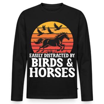 Vögel und Pferde Reiten Reiten Reiter - Männer Premium Bio Langarmshirt - Schwarz - Vorne - Nico (187cm)