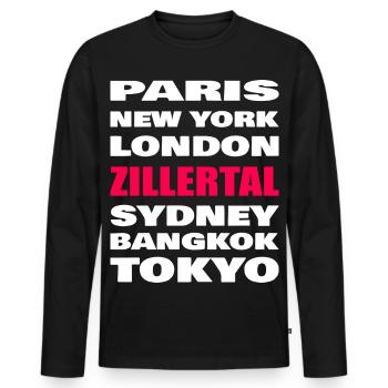 Zillertal Alpen  - Männer Premium Bio Langarmshirt - Schwarz - Vorne - Nico (187cm)