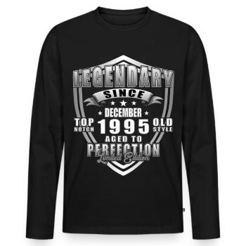 Décembre 1995 Jubilé 1995 Légendes Décembre - T-shirt manches longues Premium bio Homme - noir - Devant - Nico (187cm)