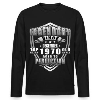 Décembre 1970 Jubilé 1970 Légendes Décembre - T-shirt manches longues Premium bio Homme - noir - Devant - Nico (187cm)
