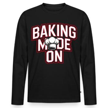 Mode de cuisson - Conception de la toque de chef - T-shirt manches longues Premium bio Homme - noir - Devant - Nico (187cm)