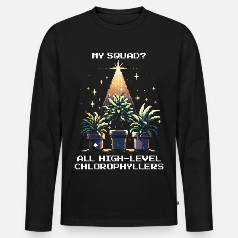 High-Level Chlorophyllers | Pflanzen Squad Spruch - Männer Premium Bio Langarmshirt - Schwarz