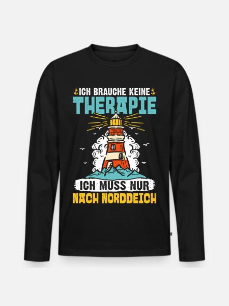 Nordsee Urlaub BRAUCH KEINE THERAPIE MUSS NACH - Männer Premium Bio Langarmshirt - Schwarz